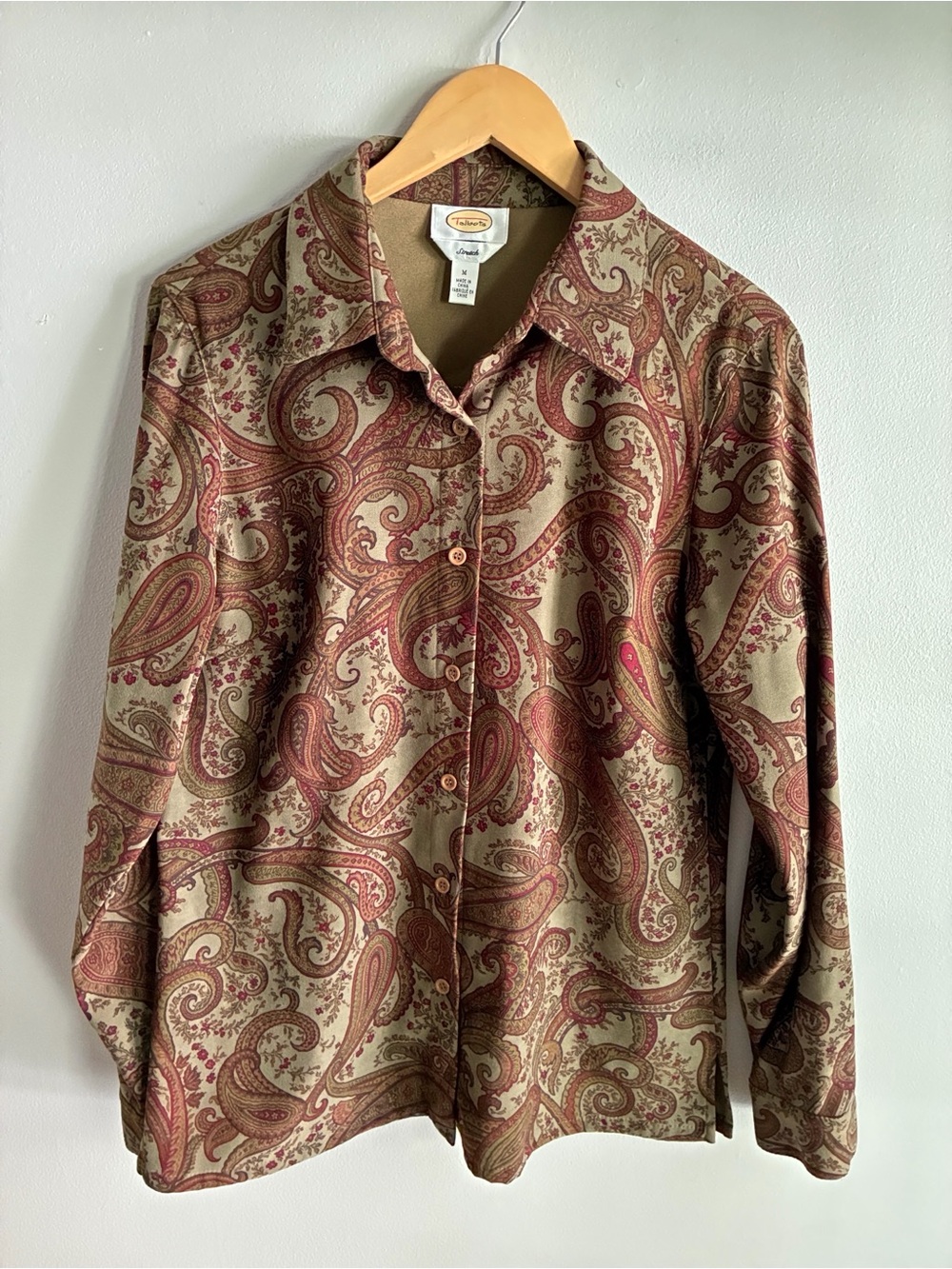 Talbots Y2K Paisley Shirt Jacket Medium Stretch Button Front Shacket